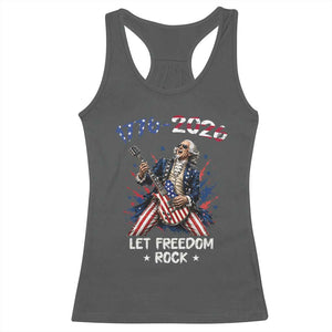 Let Freedom Rock George Washington Rock Star Racerback Tank Top Funny Electric Guitar Player American Flag Suit 1776 to 2026 Semiquincentennial