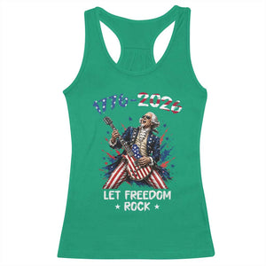 Let Freedom Rock George Washington Rock Star Racerback Tank Top Funny Electric Guitar Player American Flag Suit 1776 to 2026 Semiquincentennial
