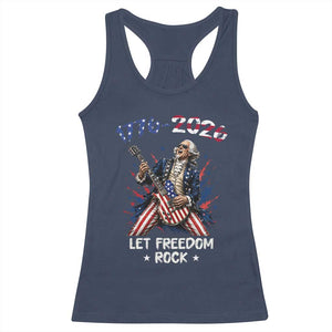 Let Freedom Rock George Washington Rock Star Racerback Tank Top Funny Electric Guitar Player American Flag Suit 1776 to 2026 Semiquincentennial