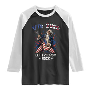 Let Freedom Rock George Washington Rock Star Raglan Shirt Funny Electric Guitar Player American Flag Suit 1776 to 2026 Semiquincentennial