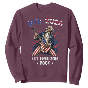 Let Freedom Rock George Washington Rock Star Sweatshirt Funny Electric Guitar Player American Flag Suit 1776 to 2026 Semiquincentennial