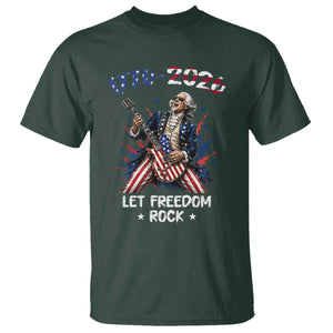 Let Freedom Rock George Washington Rock Star T Shirt Funny Electric Guitar Player American Flag Suit 1776 to 2026 Semiquincentennial