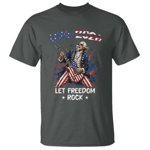 Let Freedom Rock George Washington Rock Star T Shirt Funny Electric Guitar Player American Flag Suit 1776 to 2026 Semiquincentennial