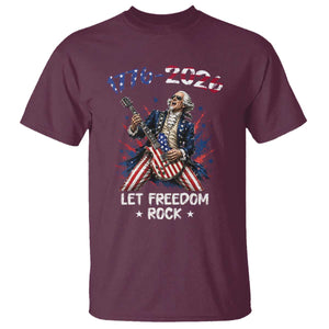 Let Freedom Rock George Washington Rock Star T Shirt Funny Electric Guitar Player American Flag Suit 1776 to 2026 Semiquincentennial