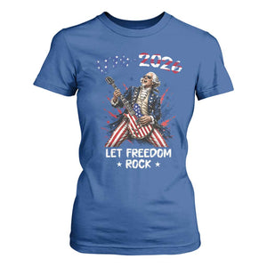 Let Freedom Rock George Washington Rock Star T Shirt For Women Funny Electric Guitar Player American Flag Suit 1776 to 2026 Semiquincentennial