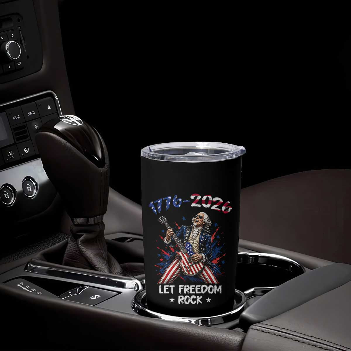 Let Freedom Rock George Washington Rock Star Tumbler Cup Funny Electric Guitar Player American Flag Suit 1776 to 2026 Semiquincentennial