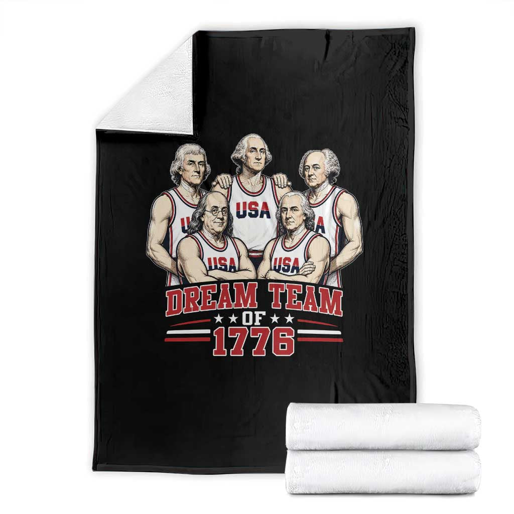Dream Team of 1776 Funny Founding Fathers Basketball Players Throw Blanket Patriotic Sports Team Parody 4th of July 250th Anniversary