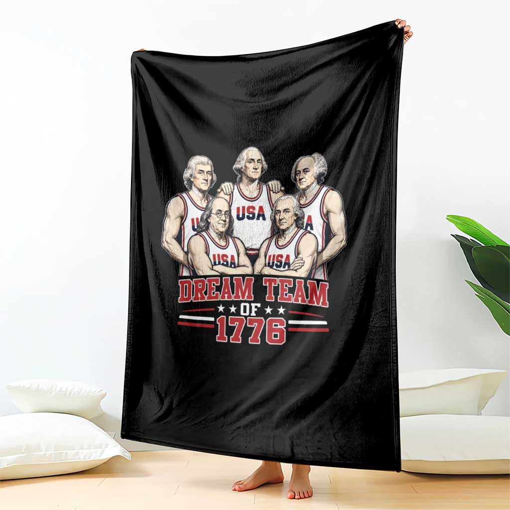 Dream Team of 1776 Funny Founding Fathers Basketball Players Throw Blanket Patriotic Sports Team Parody 4th of July 250th Anniversary
