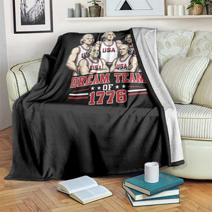 Dream Team of 1776 Funny Founding Fathers Basketball Players Throw Blanket Patriotic Sports Team Parody 4th of July 250th Anniversary