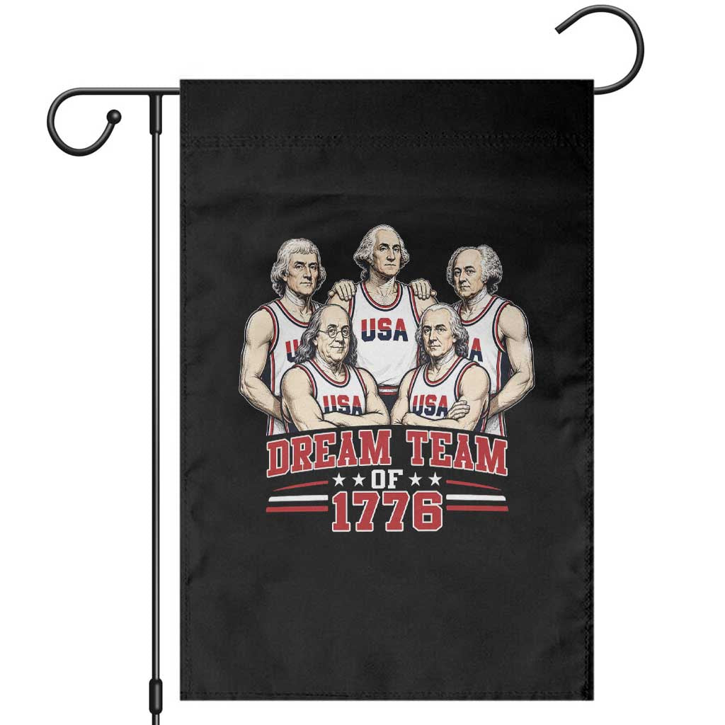 Dream Team of 1776 Funny Founding Fathers Basketball Players Garden Flag Patriotic Sports Team Parody 4th of July 250th Anniversary TS02 Black Print Your Wear