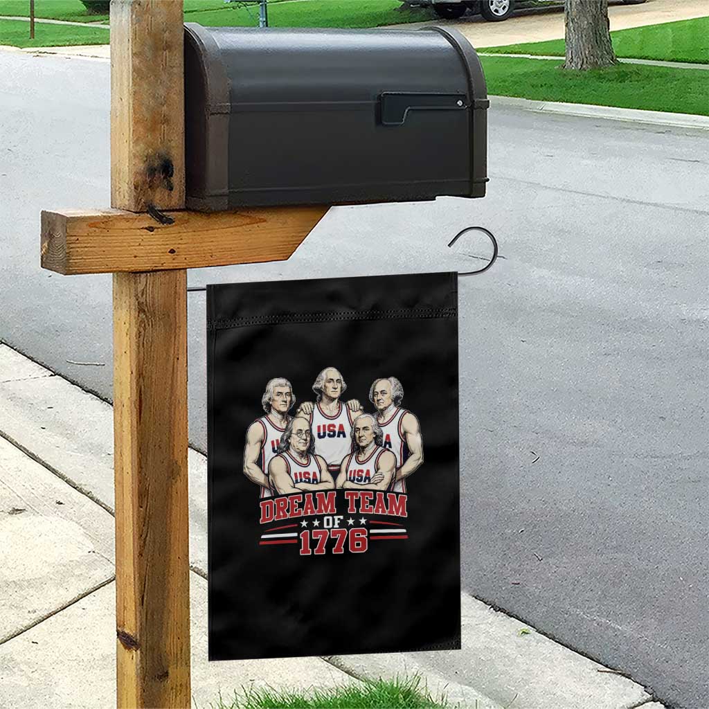 Dream Team of 1776 Funny Founding Fathers Basketball Players Garden Flag Patriotic Sports Team Parody 4th of July 250th Anniversary