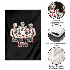 Dream Team of 1776 Funny Founding Fathers Basketball Players Garden Flag Patriotic Sports Team Parody 4th of July 250th Anniversary