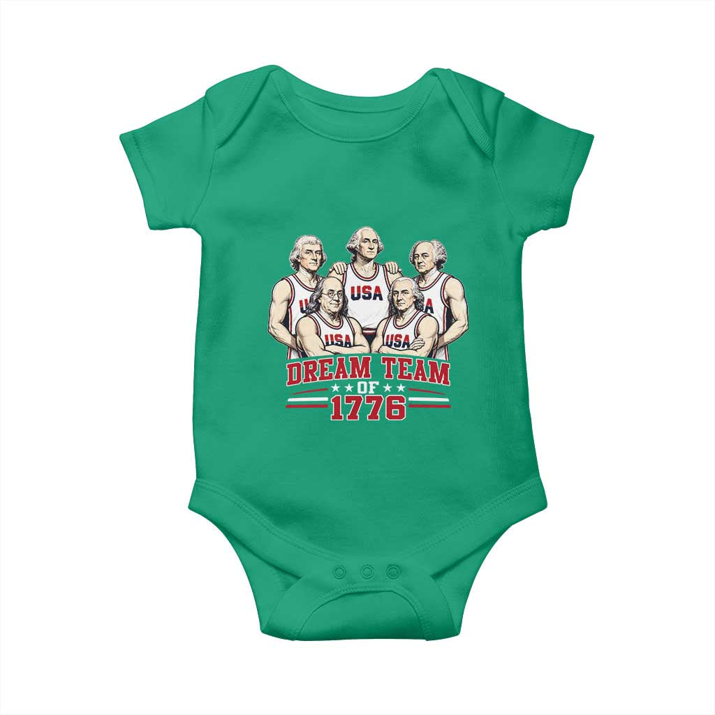 Dream Team of 1776 Funny Founding Fathers Basketball Players Baby Onesie Patriotic Sports Team Parody 4th of July 250th Anniversary