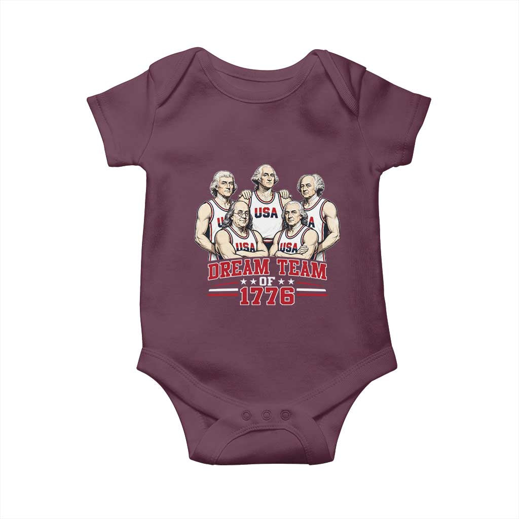 Dream Team of 1776 Funny Founding Fathers Basketball Players Baby Onesie Patriotic Sports Team Parody 4th of July 250th Anniversary