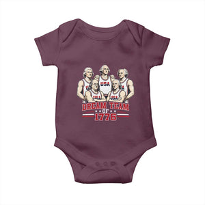 Dream Team of 1776 Funny Founding Fathers Basketball Players Baby Onesie Patriotic Sports Team Parody 4th of July 250th Anniversary