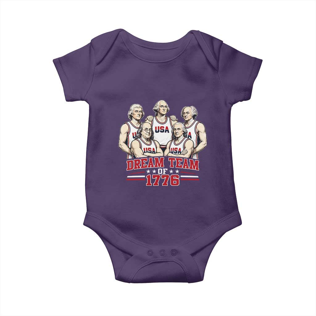 Dream Team of 1776 Funny Founding Fathers Basketball Players Baby Onesie Patriotic Sports Team Parody 4th of July 250th Anniversary