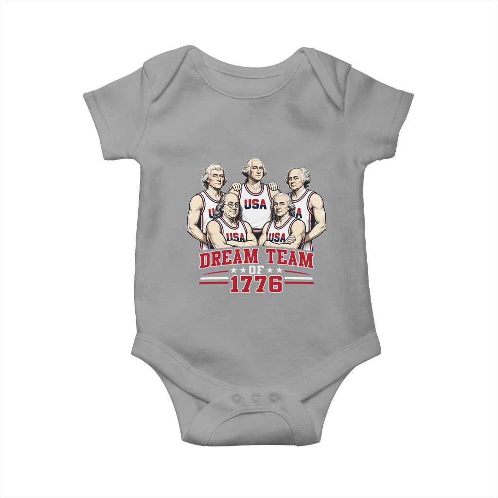 Dream Team of 1776 Funny Founding Fathers Basketball Players Baby Onesie Patriotic Sports Team Parody 4th of July 250th Anniversary
