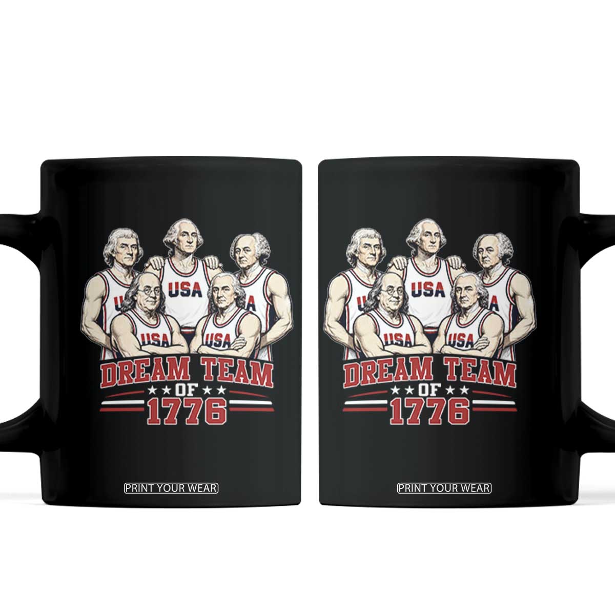 Dream Team of 1776 Funny Founding Fathers Basketball Players Coffee Mug Patriotic Sports Team Parody 4th of July 250th Anniversary
