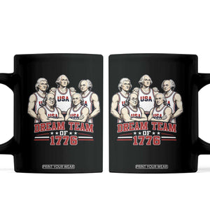 Dream Team of 1776 Funny Founding Fathers Basketball Players Coffee Mug Patriotic Sports Team Parody 4th of July 250th Anniversary