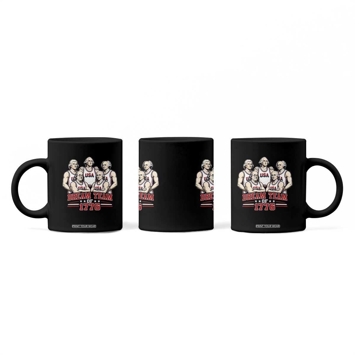 Dream Team of 1776 Funny Founding Fathers Basketball Players Coffee Mug Patriotic Sports Team Parody 4th of July 250th Anniversary