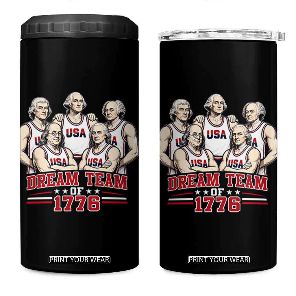 Dream Team of 1776 Funny Founding Fathers Basketball Players 4 in 1 Can Cooler Tumbler Patriotic Sports Team Parody 4th of July 250th Anniversary