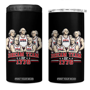 Dream Team of 1776 Funny Founding Fathers Basketball Players 4 in 1 Can Cooler Tumbler Patriotic Sports Team Parody 4th of July 250th Anniversary