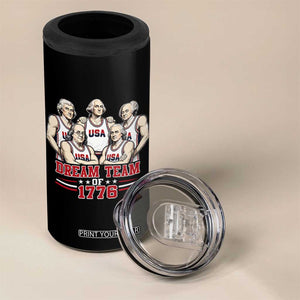 Dream Team of 1776 Funny Founding Fathers Basketball Players 4 in 1 Can Cooler Tumbler Patriotic Sports Team Parody 4th of July 250th Anniversary