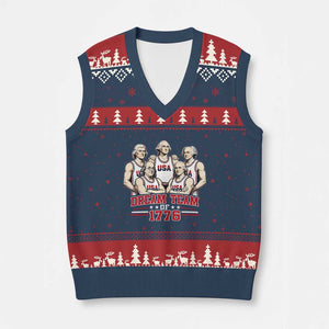 Dream Team of 1776 Funny Founding Fathers Basketball Players V-Neck Knit Sweater Vest Patriotic Sports Team Parody 4th of July 250th Anniversary