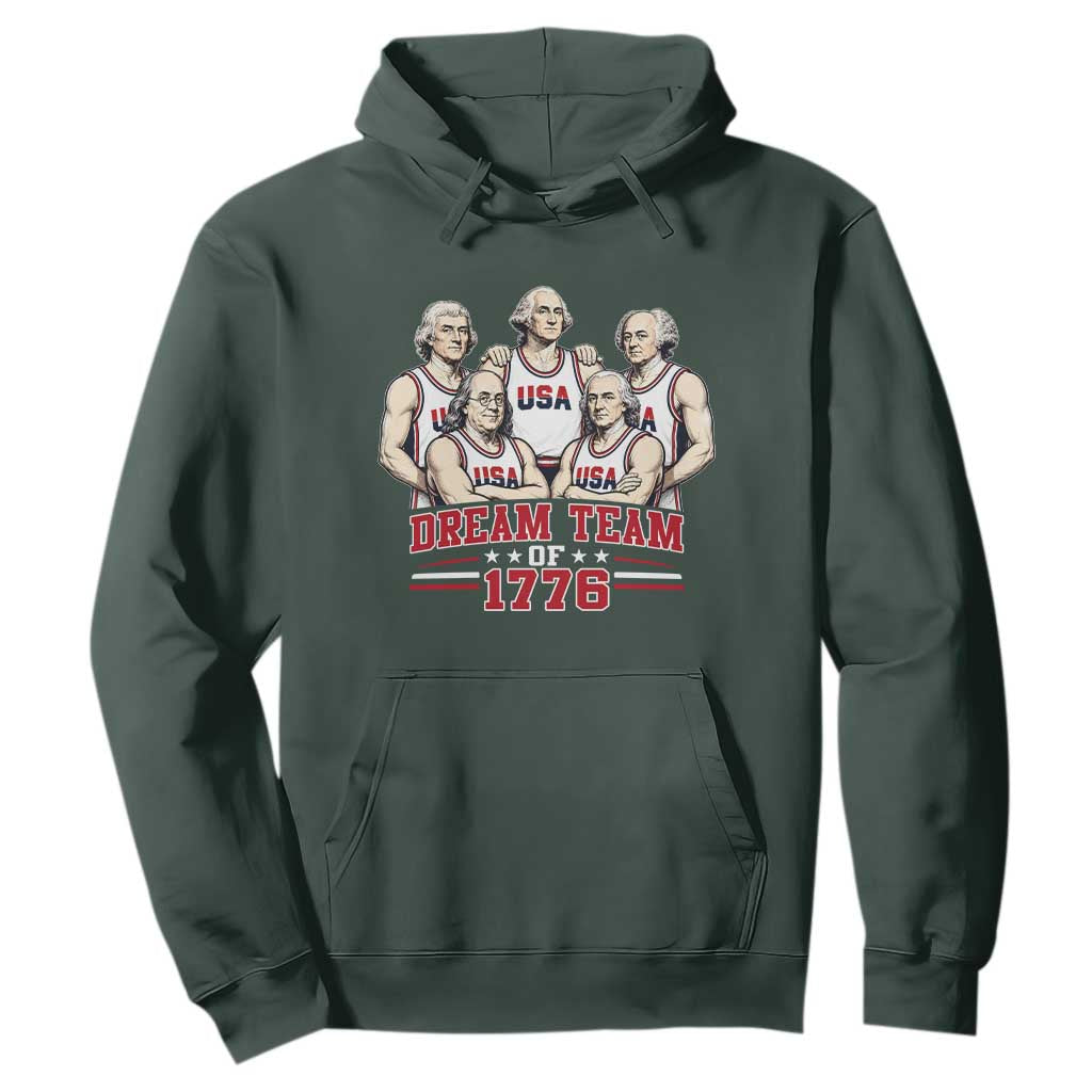 Dream Team of 1776 Funny Founding Fathers Basketball Players Hoodie Patriotic Sports Team Parody 4th of July 250th Anniversary