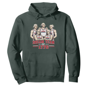 Dream Team of 1776 Funny Founding Fathers Basketball Players Hoodie Patriotic Sports Team Parody 4th of July 250th Anniversary