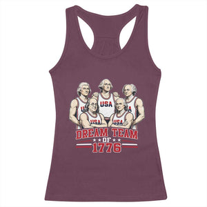 Dream Team of 1776 Funny Founding Fathers Basketball Players Racerback Tank Top Patriotic Sports Team Parody 4th of July 250th Anniversary