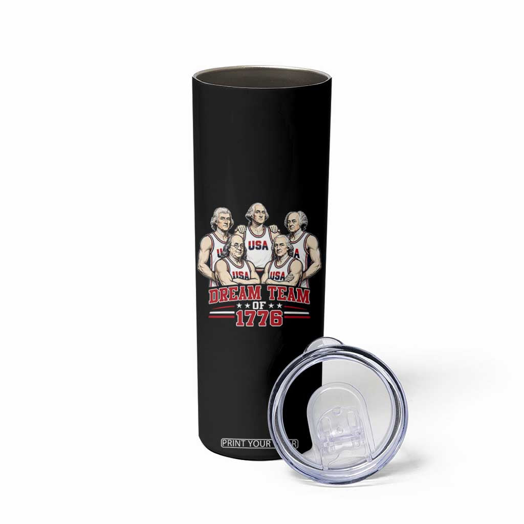 Dream Team of 1776 Funny Founding Fathers Basketball Players Skinny Tumbler Patriotic Sports Team Parody 4th of July 250th Anniversary