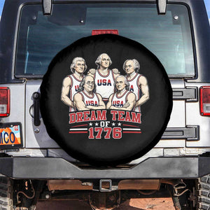Dream Team of 1776 Funny Founding Fathers Basketball Players Spare Tire Cover Patriotic Sports Team Parody 4th of July 250th Anniversary