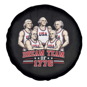 Dream Team of 1776 Funny Founding Fathers Basketball Players Spare Tire Cover Patriotic Sports Team Parody 4th of July 250th Anniversary