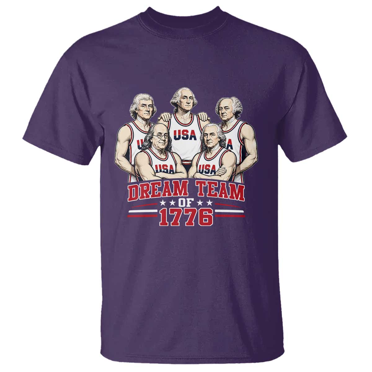 Dream Team of 1776 Funny Founding Fathers Basketball Players T Shirt Patriotic Sports Team Parody 4th of July 250th Anniversary
