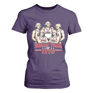 Dream Team of 1776 Funny Founding Fathers Basketball Players T Shirt For Women Patriotic Sports Team Parody 4th of July 250th Anniversary