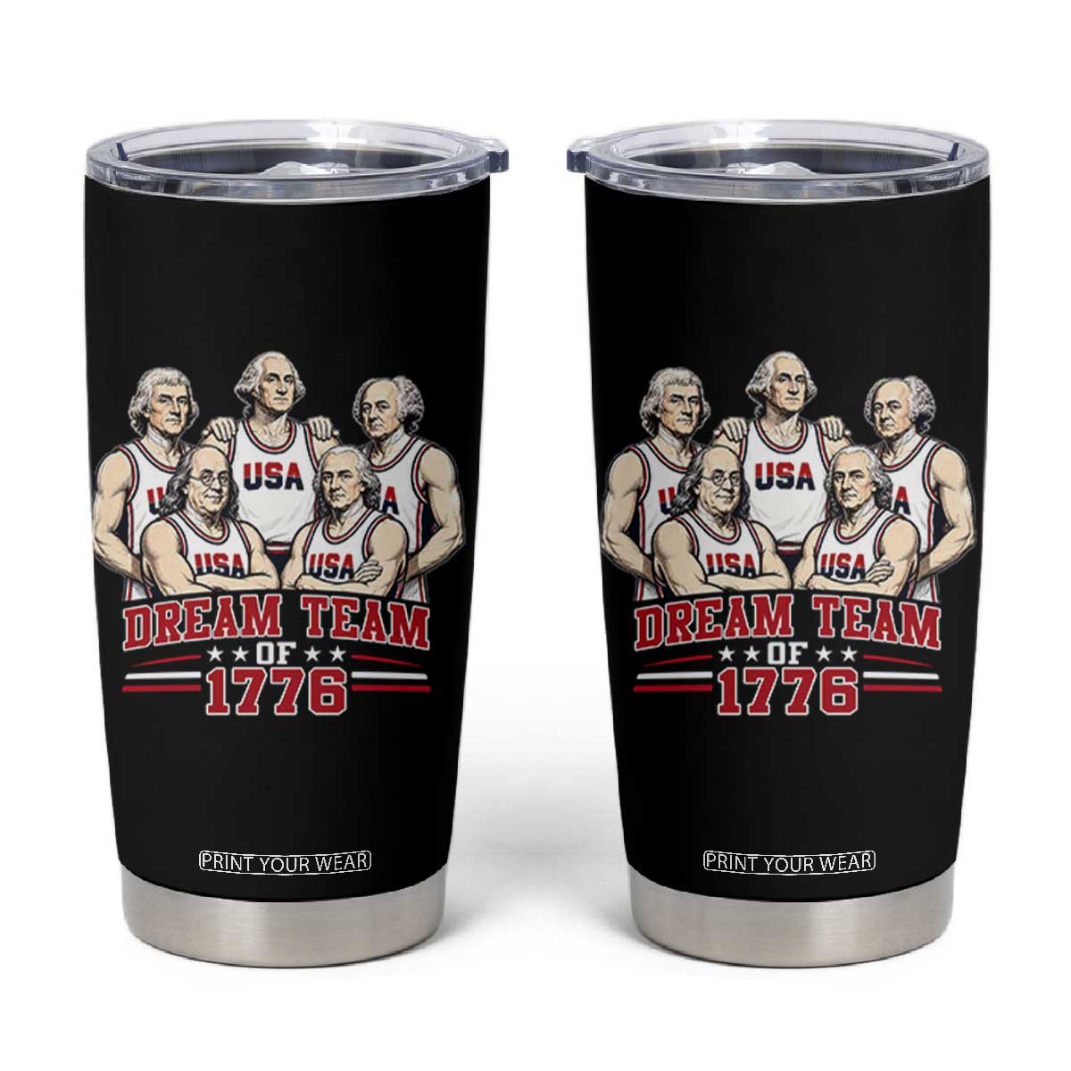 Dream Team of 1776 Funny Founding Fathers Basketball Players Tumbler Cup Patriotic Sports Team Parody 4th of July 250th Anniversary