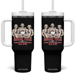 Dream Team of 1776 Funny Founding Fathers Basketball Players Tumbler With Handle Patriotic Sports Team Parody 4th of July 250th Anniversary