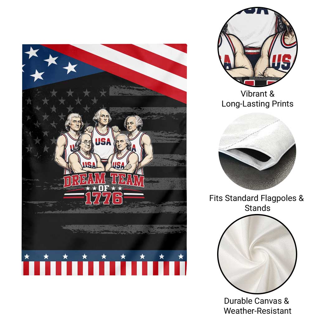 Dream Team of 1776 Funny Founding Fathers Basketball Players Patriotic Garden Flag Sports Team Parody 4th of July 250th Anniversary