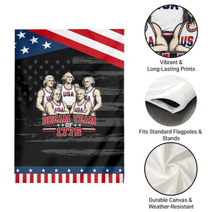 Dream Team of 1776 Funny Founding Fathers Basketball Players Patriotic Garden Flag Sports Team Parody 4th of July 250th Anniversary