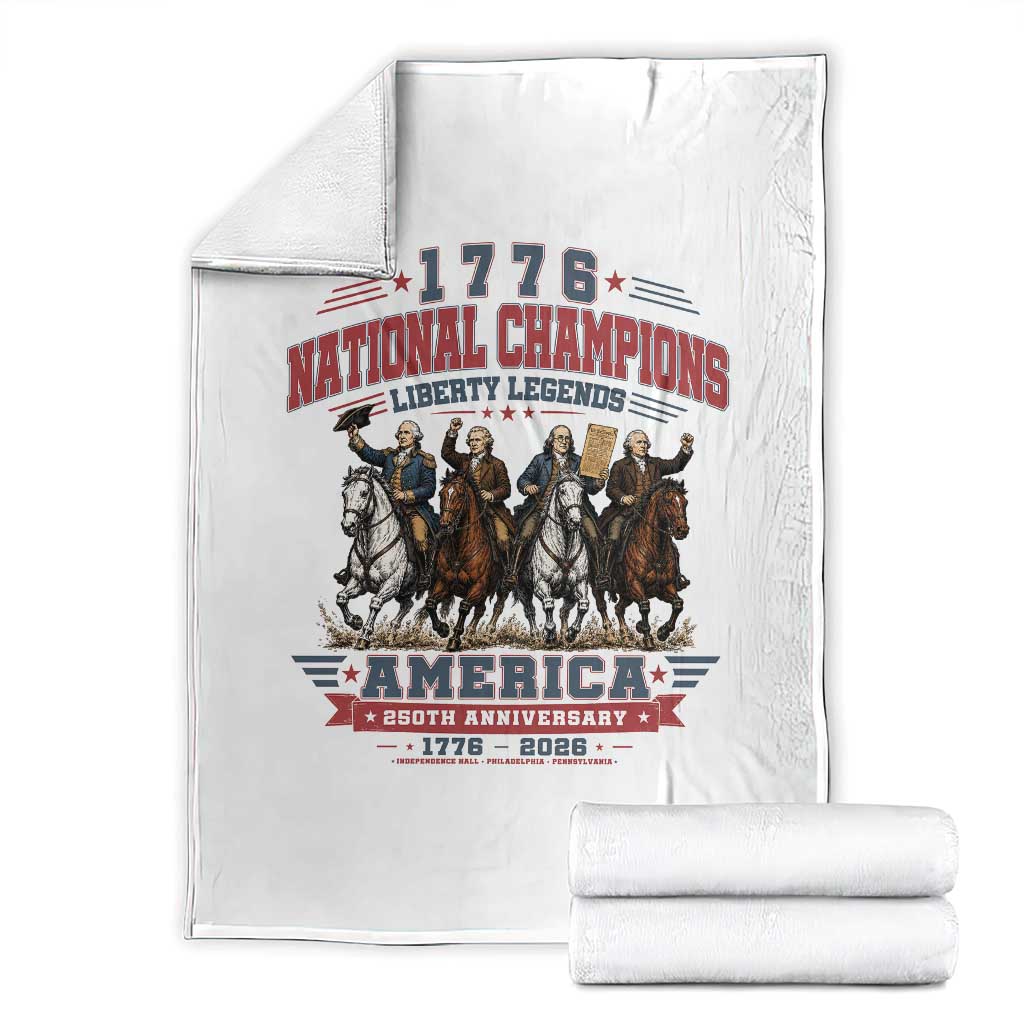 1776 National Champions Liberty Legends Vintage Throw Blanket Horseback Founding Fathers America 250th Anniversary