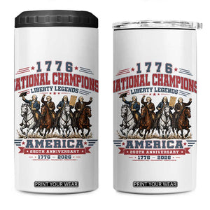 1776 National Champions Liberty Legends Vintage 4 in 1 Can Cooler Tumbler Horseback Founding Fathers America 250th Anniversary