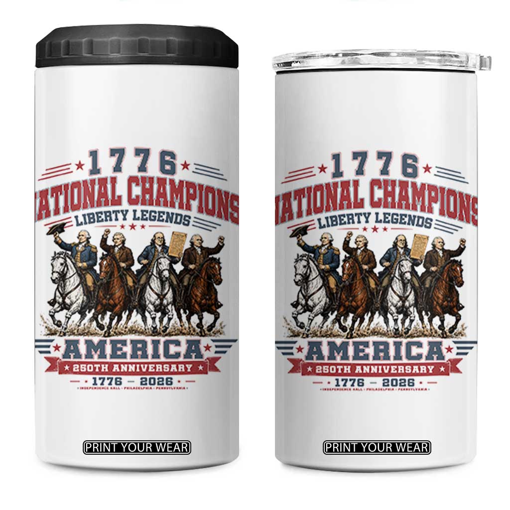1776 National Champions Liberty Legends Vintage 4 in 1 Can Cooler Tumbler Horseback Founding Fathers America 250th Anniversary