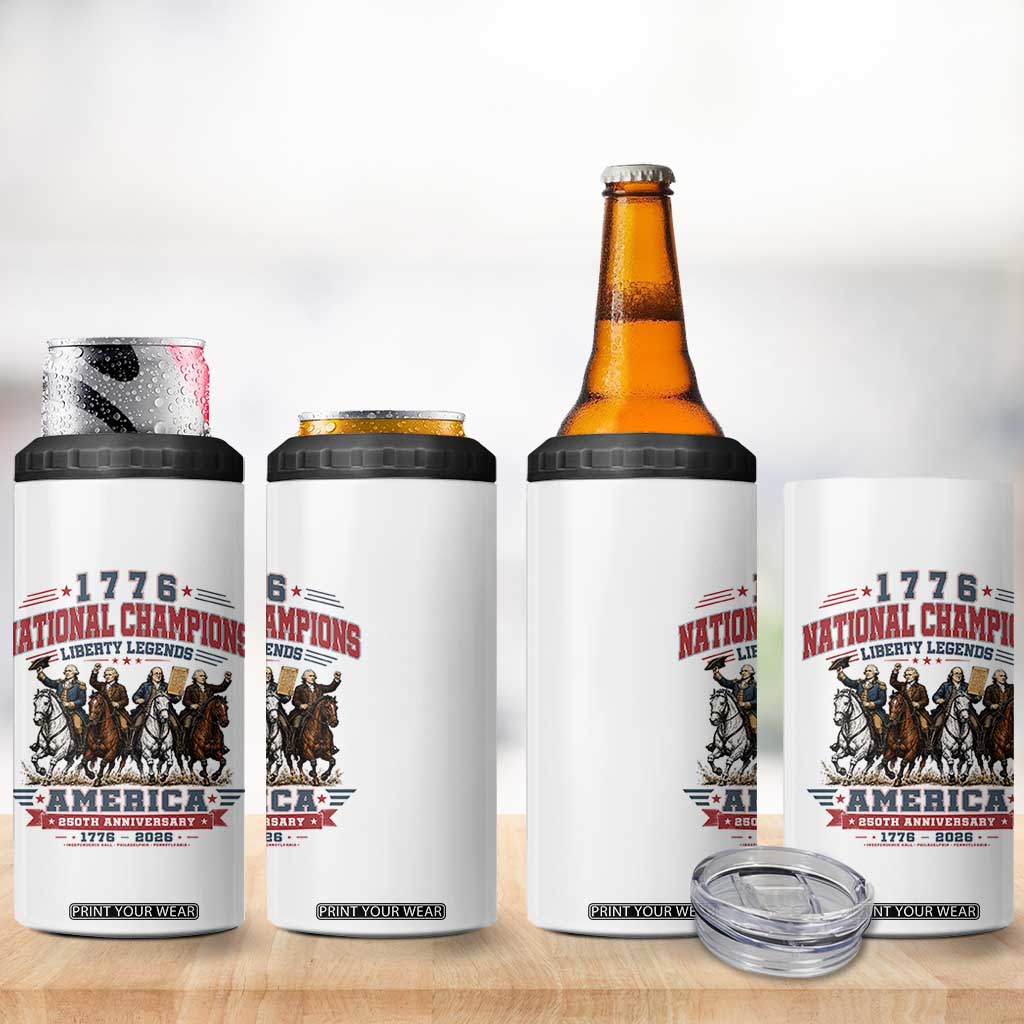 1776 National Champions Liberty Legends Vintage 4 in 1 Can Cooler Tumbler Horseback Founding Fathers America 250th Anniversary