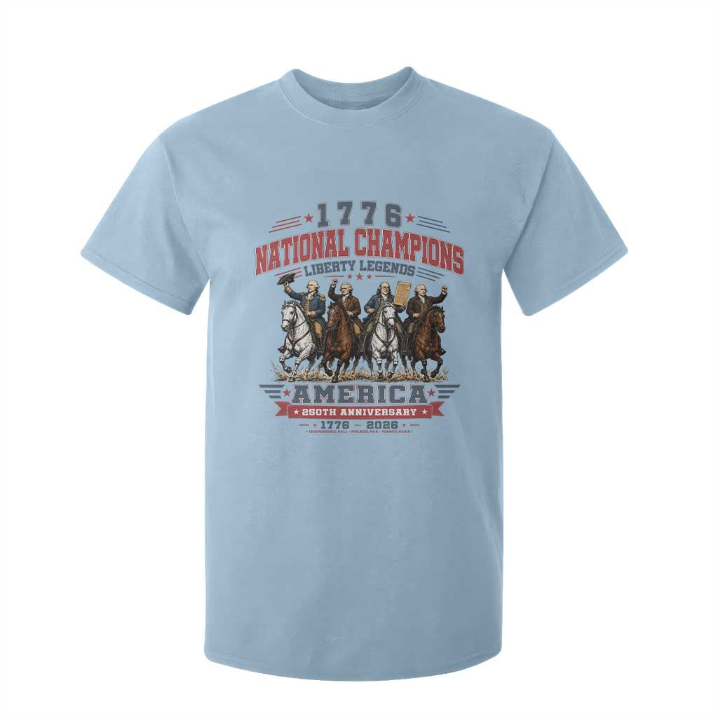 1776 National Champions Liberty Legends Vintage T Shirt For Kid Horseback Founding Fathers America 250th Anniversary