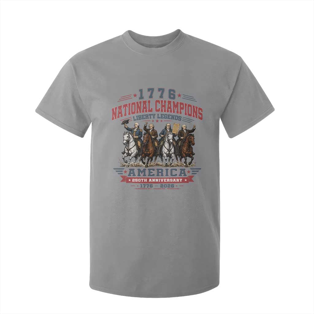 1776 National Champions Liberty Legends Vintage T Shirt For Kid Horseback Founding Fathers America 250th Anniversary