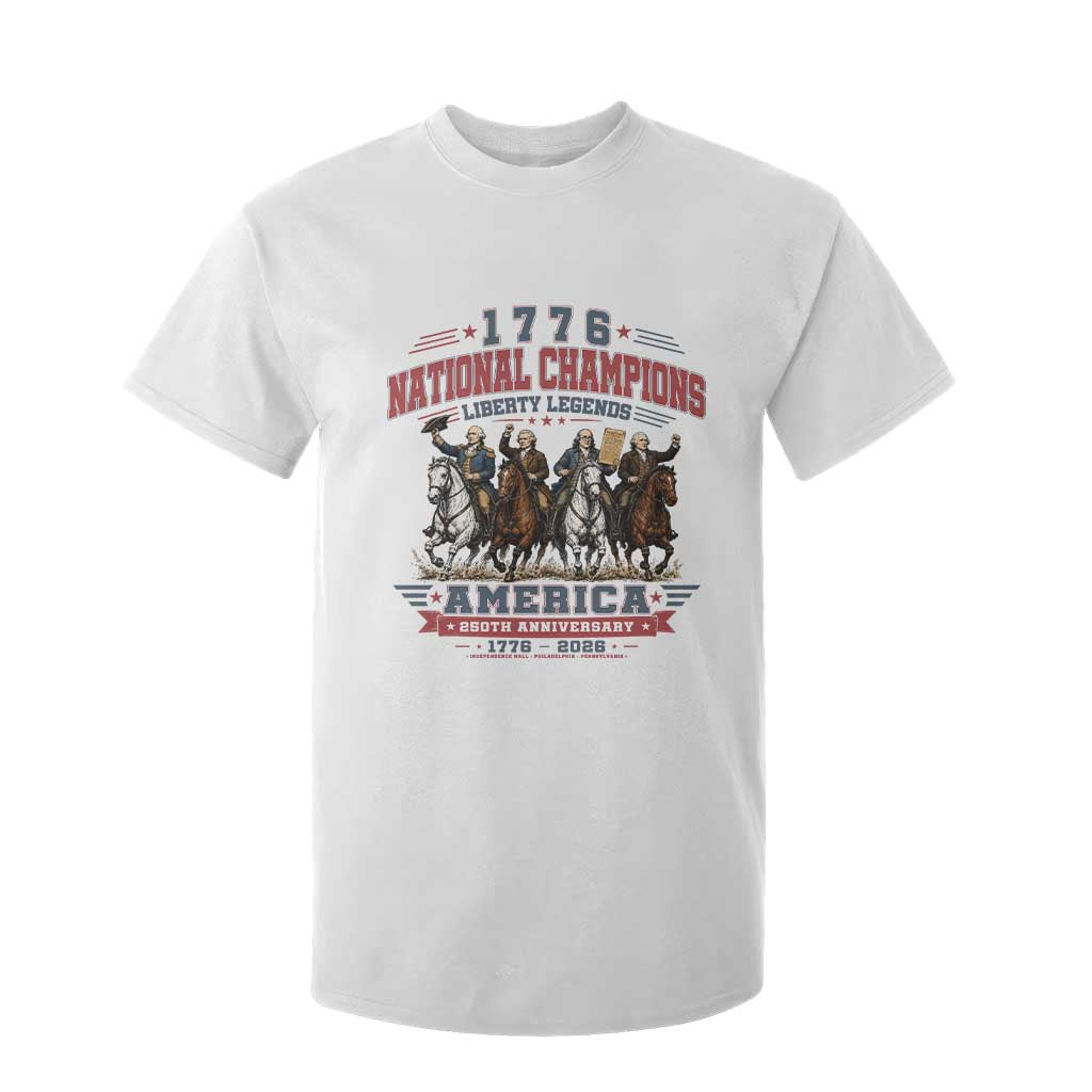 1776 National Champions Liberty Legends Vintage T Shirt For Kid Horseback Founding Fathers America 250th Anniversary