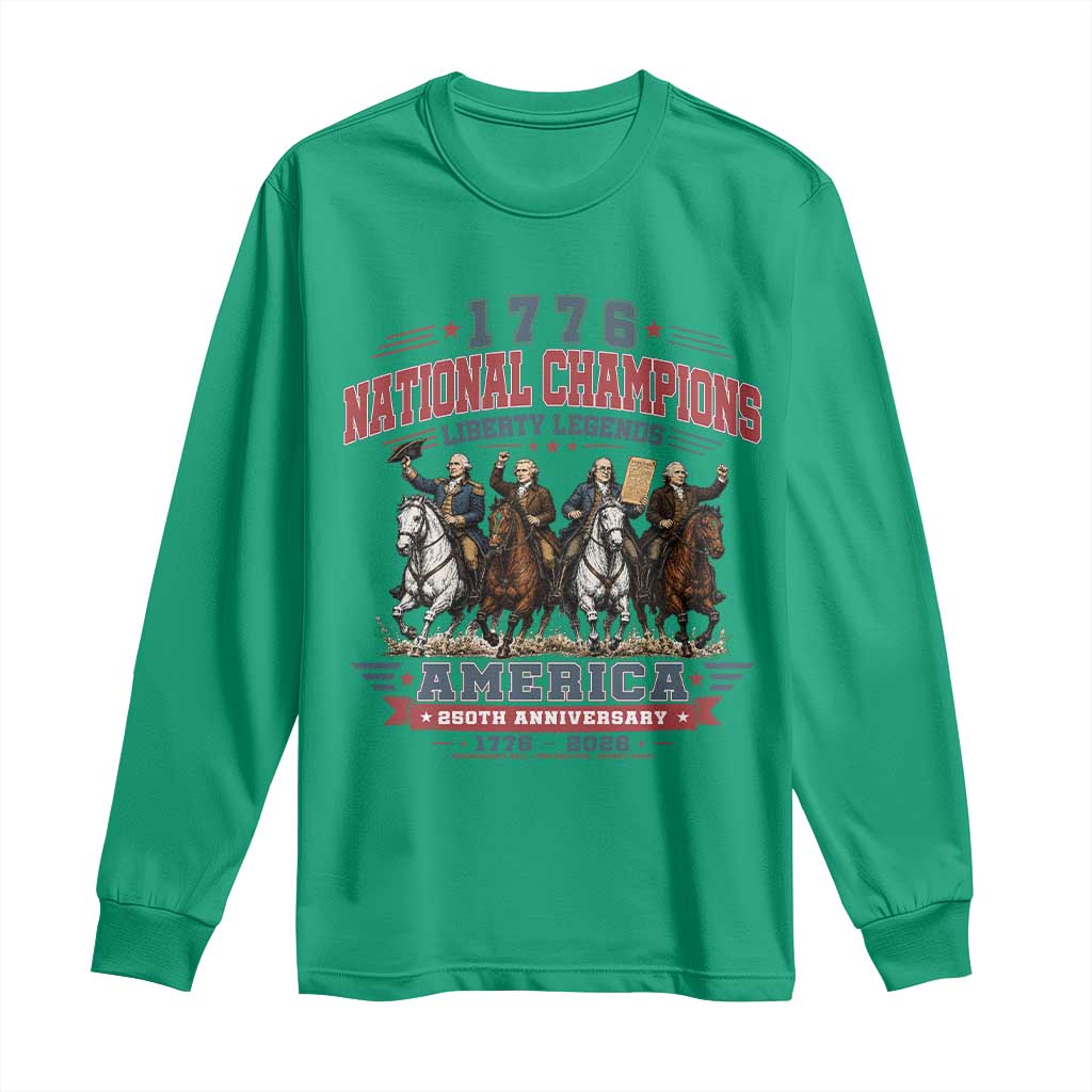 1776 National Champions Liberty Legends Vintage Long Sleeve Shirt Horseback Founding Fathers America 250th Anniversary
