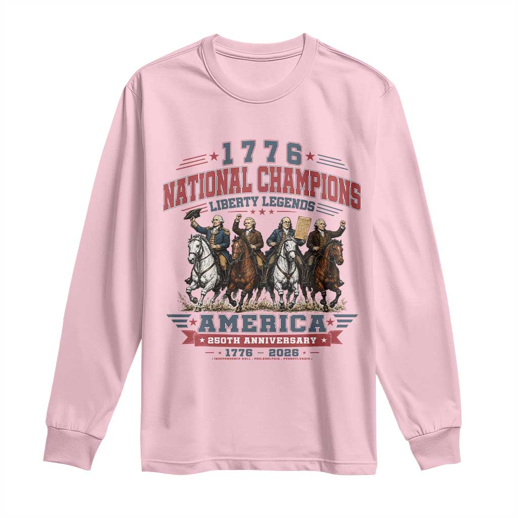 1776 National Champions Liberty Legends Vintage Long Sleeve Shirt Horseback Founding Fathers America 250th Anniversary