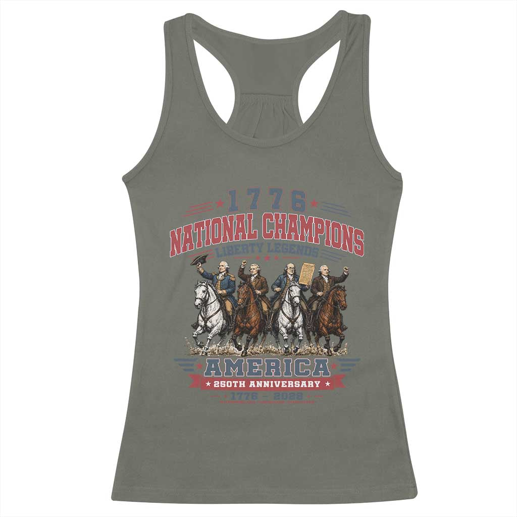 1776 National Champions Liberty Legends Vintage Racerback Tank Top Horseback Founding Fathers America 250th Anniversary